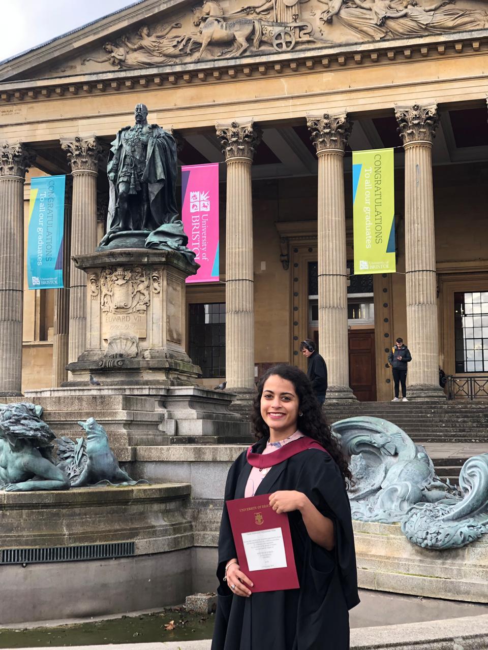 An MSc Oral Medicine student graduation photo outside the Victoria Rooms