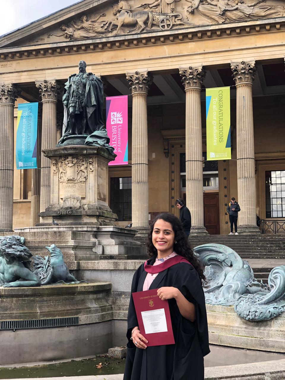 An MSc Oral Medicine student graduation photo outside the Victoria Rooms