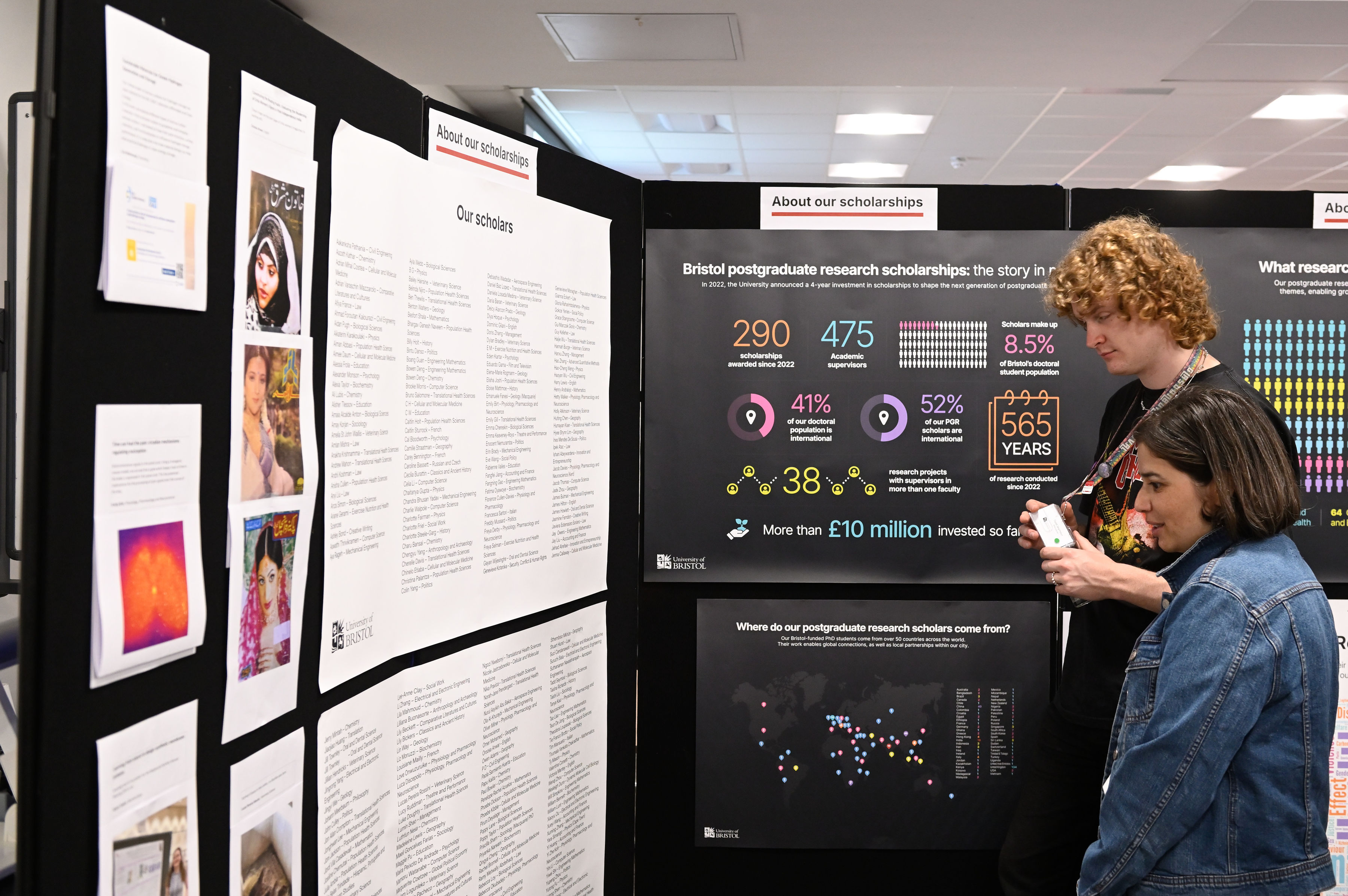 students viewing posters