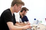 Student studying at desk.