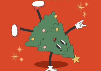 A happy cartwheeling Christmas tree