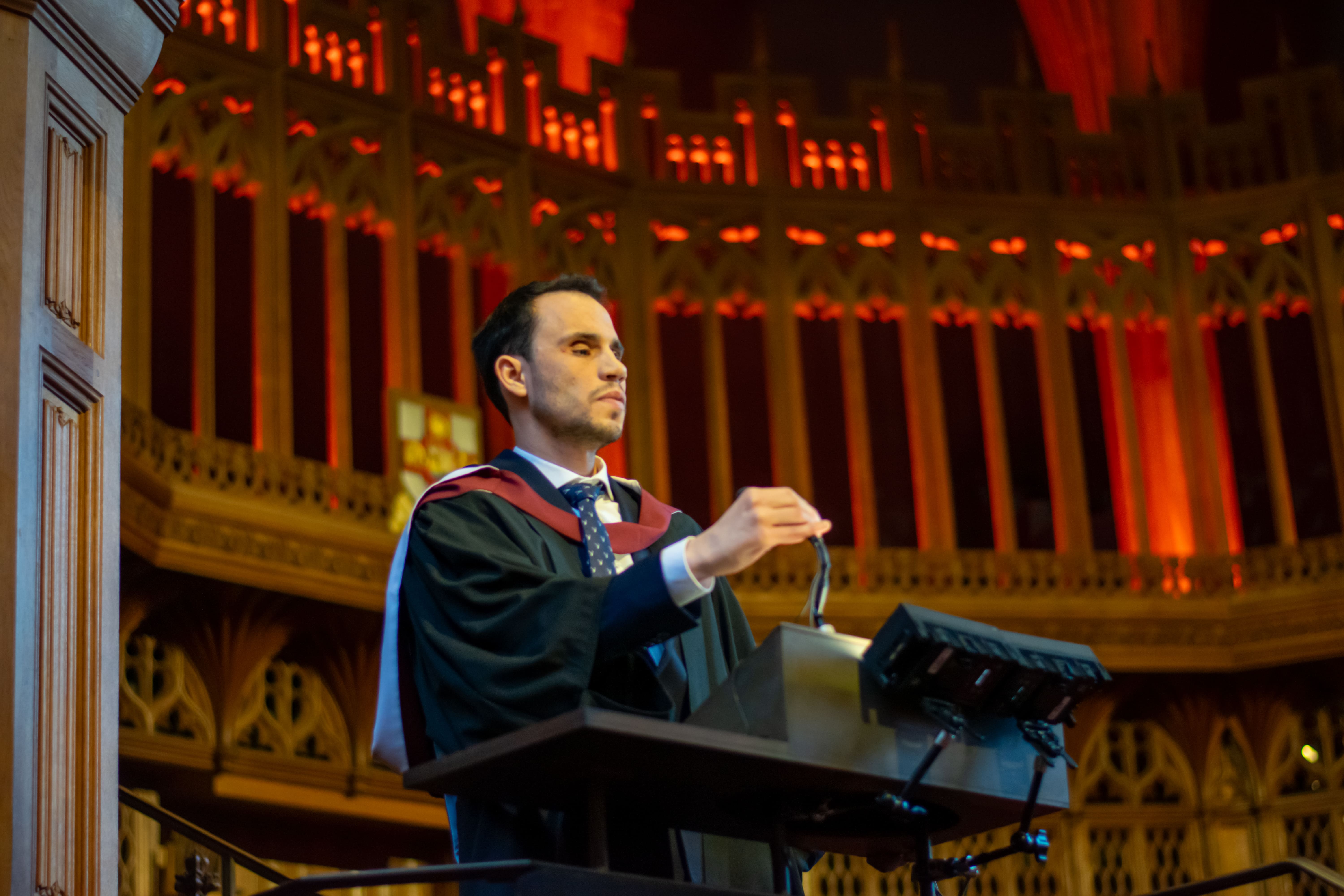 'Remarkable' Syrian blinded in war graduates with master's degree from the School of Education