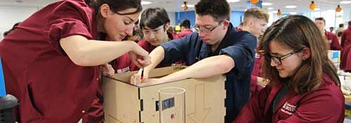 Students in lab working on group project