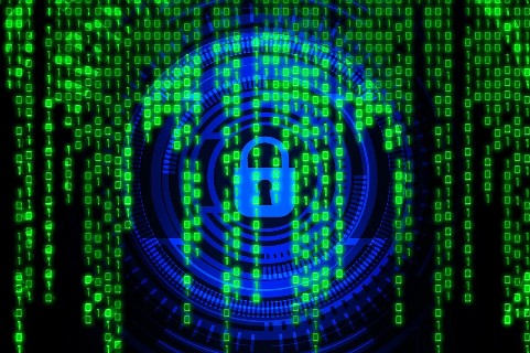 Screen with coding and a padlock