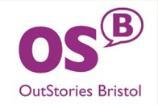 Purple and white logo.