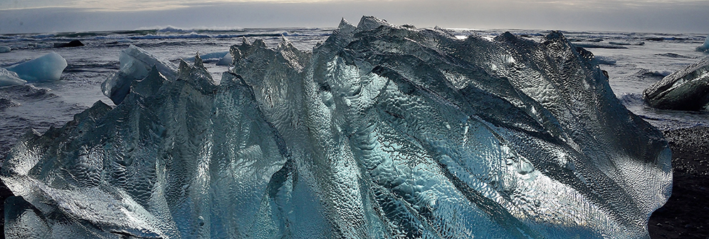 A block of ice on the shores of Jökulsárlón, Iceland.