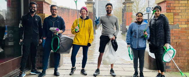 Students plogging in Bristol.