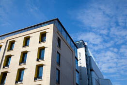 The roof of the Life Sciences Building on a sunny day.