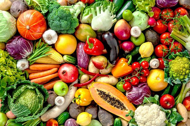 An image of lots of colourful vegetables