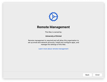 Remote Management screen showing 