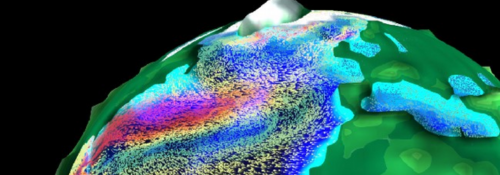 Image of planet with climate simulations