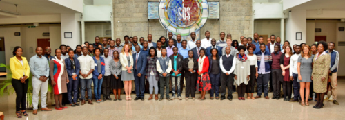 Image of staff at Strathmore University with staff from Jean Golding Institute 