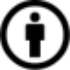 Creative commons licence attribution icon. A black circle around a person symbol on a white background