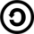 Creative commons licence share-alike icon. A black circle around a circular arrow on a white background