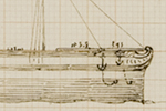 Detail of a sketch showing the prow of a ship (The Great Eastern).