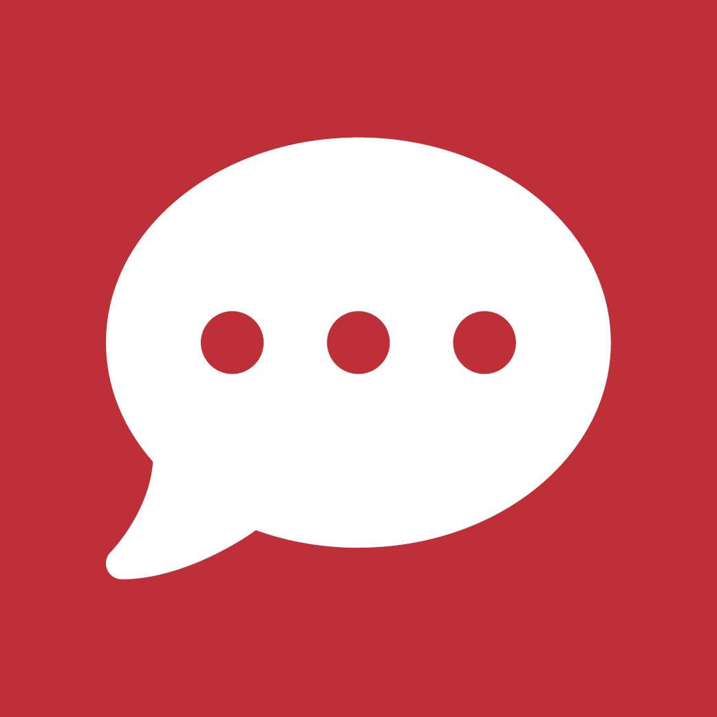 Speech bubble with three dots on red background