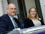 Giles Chichester (L) Conservative MEP for South West and Dr Hazel Phillips.