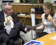 PhD Chemistry student Zoe Schnepp with Ambassador Tuttle