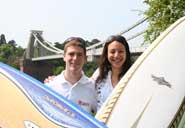 Men's champion Hugh Sims Williams and women's champion Tanya Saleh