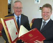 Vice-Chancellor Professor Eric Thomas (left) and Mr Rod Shaw, Chief Executive of the James Tudor Foundation