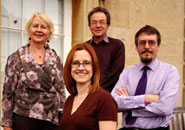 Left to right: Professor Vala Ragnarsdottir (Earth Sciences), who has been instrumental in setting up the sustainability café; Karen Gallagher, EEMU’s Assistant Energy and Environmental Manager; Dr Tony Hoare (Geographical Sciences), who was involved in setting up the open unit in sustainable development; Martin Wiles, Energy and Environmental Manager