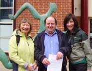 From left: Pedometer Challenge winners Ann Symmons and Dave Sidwick with Karen Harvey, Healthy Lifestyle Manager in the Centre for Sport, Exercise and Health
