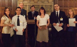 BAS Young Investigator Award finalists 2008, from left: Brunella Cristofaro, Edward Choke, Prof Keith Channon (BAS chairman), Prof Jeremy Pearson (presenting the award on behalf of the BHF), Cressida Beeching (2008 YIA winner), Mustafa Zakkar, Andriana Margarit