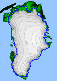 Greeland ice cover after decrease in carbon dioxide to pre-industrial levels