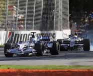 Nick Heidfeld and Nico Rosberg on the street circuit of Albert Park in the 2008 Australian Grand Prix.