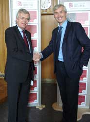 Bristol alumnus David Harrel (left) with Dr Neil Bradshaw, the University's Director of Enterprise, at the shortlisting event