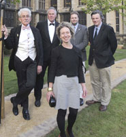 Sir Roy Strong (left), garden team and Anne de Verteuil, the garden's designer (front), at the opening of the centenary garden