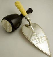 The tools used by Churchill to lay the foundation stone of the Engineering Building in 1951