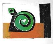 Pablo Picasso: Composition en Trois Couleurs 11.3.47 (1957) Lithograph from Dans L'Atelier de Picasso, 1957. Printed by Mourlot Frères, Paris, on Arches wove.