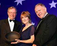 From left to right: Mr Philip Aiken, Chairman of the Australia Day Foundation, Dr Ainsley Newson and Mr John Dauth LVO, Australian High Commissioner