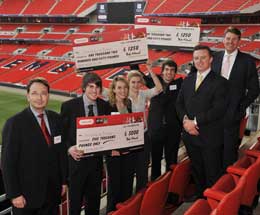 From left: Frank Weigand (RWE npower); James Carberry, Sarah Abbott, Bethany Knibb and Graham Hinchly (Bristainable Energy team); Kevin McCullough and Volker Beckers (RWE npower)