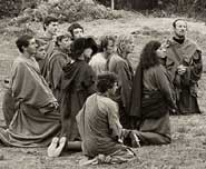 Photographs of the 1969 Bristol University Drama Department production of The Cornish Ordinalia at Piran Round, Cornwall