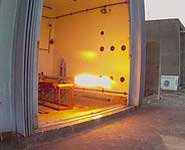 The moment of ignition of the nitrous oxide oxidiser in the combustion chamber of the ED nozzled hybrid rocket motor.