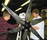 Students testing the wind turbine