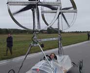 A member of Team Bristol in their wind powered car