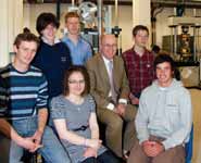 The winners of the Royal Academy of Engineering Leadership Advanced Awards [clockwise from left] Peter Symes-Thompson, Alex Bradford, Adam Moss, Professor Nick Lieven, Dean of Engineering, Alex Creak, Joe Smith and Sophie Sladen