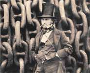 Isambard Kingdom Brunel against the launching chains of the Great Eastern at Millwall in 1857