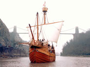 A replica of John Cabot's ship, the 'Matthew' sailing on the Avon