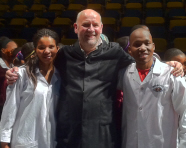 Tim Harrison with two of the Science Demonstrators from Sci-Bono Discovery Centre