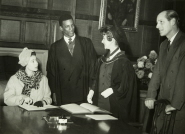 George Odlum meets The Queen and Duke of Edinburgh when they visited the University in 1958