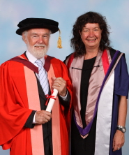 Professor David Harvey with orator Professor Wendy Larner