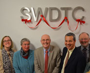 l-r: Professor Judith Squires (Dean of Social Sciences and Law); Dr Sally Barnes; Professor Nick Lieven (Pro Vice-Chancellor); Phil Sooben; Professor David Clarke (Deputy Vice-Chancellor)