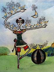From the Theatre Collection 'Shine' exhibition, 'Mrs Thomson as the Bird Girl from the Gifford Circus'; artist: Kimmy Thomson