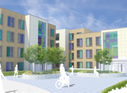 An artist's impression of how the new apartment blocks at Hiatt Baker Hall will look from inside the courtyard