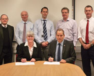 Standing (l-r): Professor Colin Taylor, Dr John Day, Dr Tom Scott, Dr David Richards, Ed Butcher. Seated: Debbie Keighley, Professor Guy Orpen