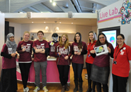 A group of volunteers with ‘Neurobot’ and At-Bristol staff during BAW 2013